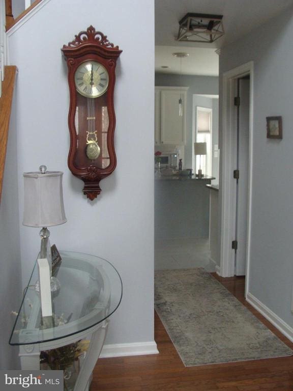 hall featuring dark hardwood / wood-style floors