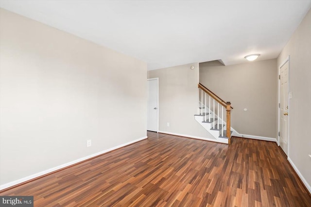 interior space with dark hardwood / wood-style floors