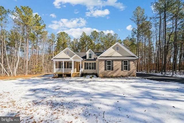 view of front of property with brick siding and a porch