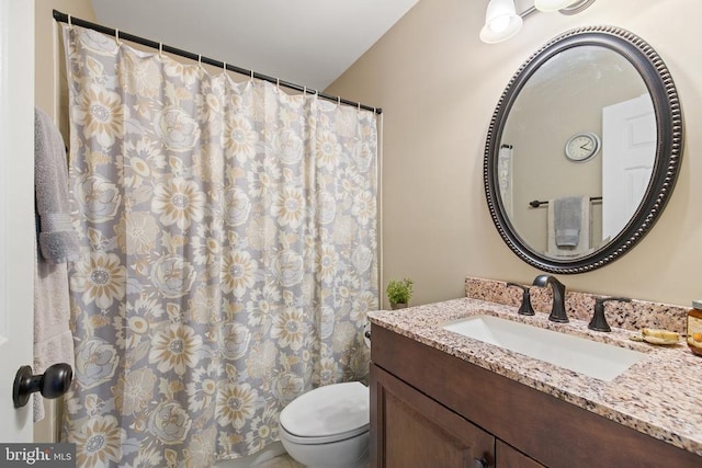 full bathroom featuring vanity and toilet