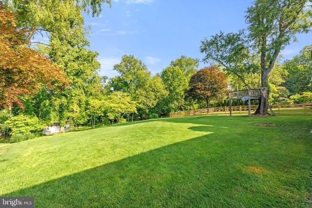 view of yard with fence