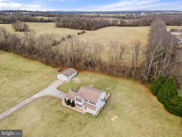 aerial view with a rural view