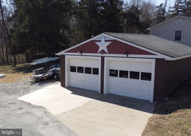 view of detached garage