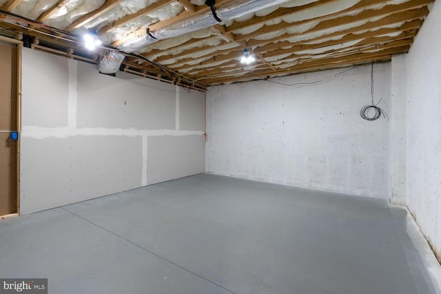 view of unfinished basement