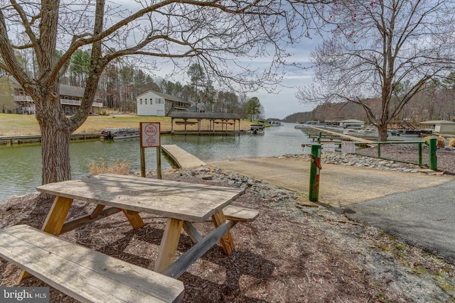 view of dock featuring a water view