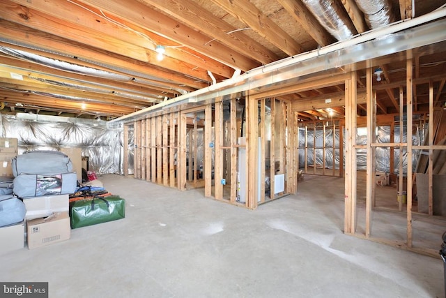 view of unfinished basement