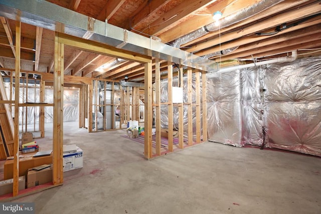 view of unfinished basement