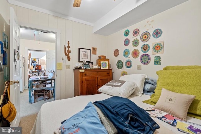 bedroom with carpet flooring and ceiling fan