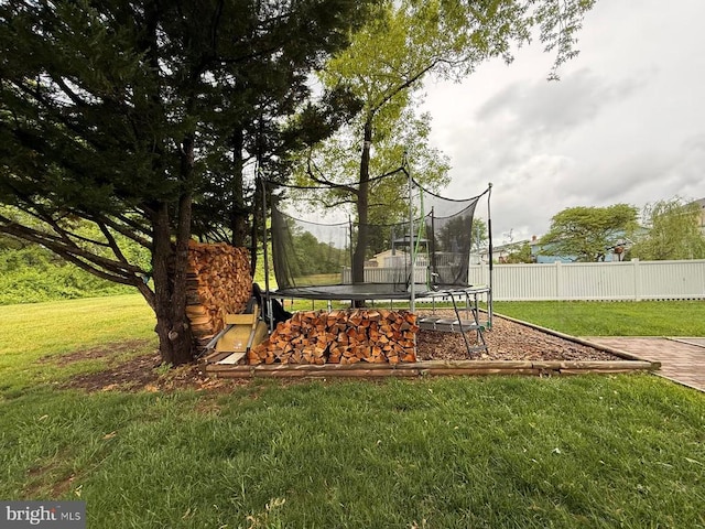  - view of yard with a trampoline