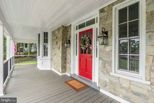 105 E Washington St, Remington, VA 22734 - property entrance with stone siding and covered porch