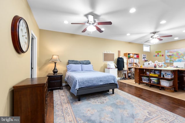 6020 E Greenbrier River Rd E, Fredericksburg, VA 22407 - bedroom with wood finished floors, recessed lighting, and a ceiling fan