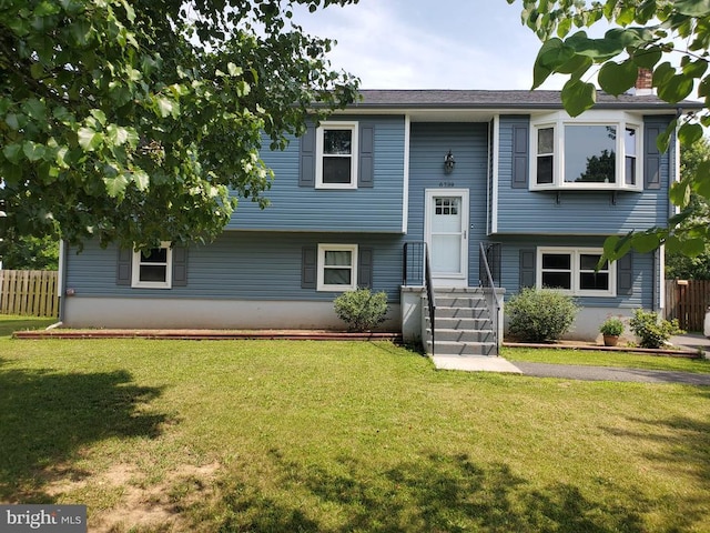  - bi-level home with a chimney