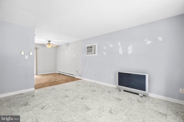 221 Hampton Dr, Spotsylvania, VA 22551 - spare room with a baseboard heating unit, a wall mounted AC, and a ceiling fan