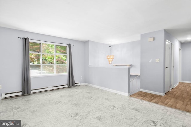 221 Hampton Dr, Spotsylvania, VA 22551 - spare room featuring baseboard heating and a chandelier