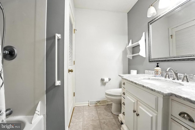  - bathroom featuring vanity and bathing tub / shower combination