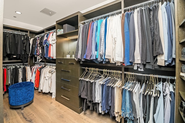 walk in closet featuring light wood-type flooring