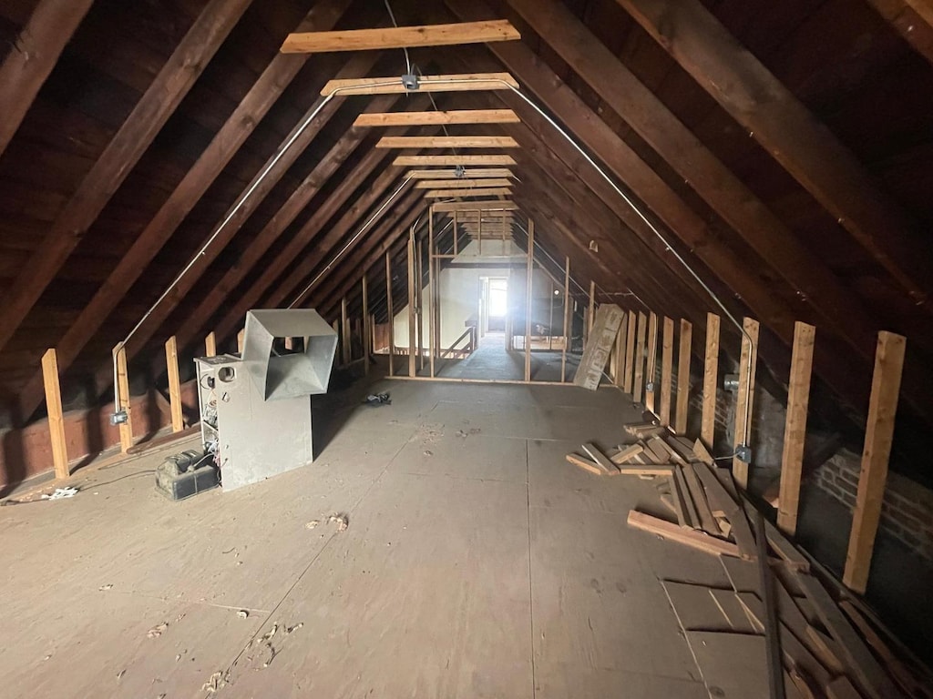 view of unfinished attic