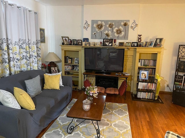 living room with hardwood / wood-style flooring