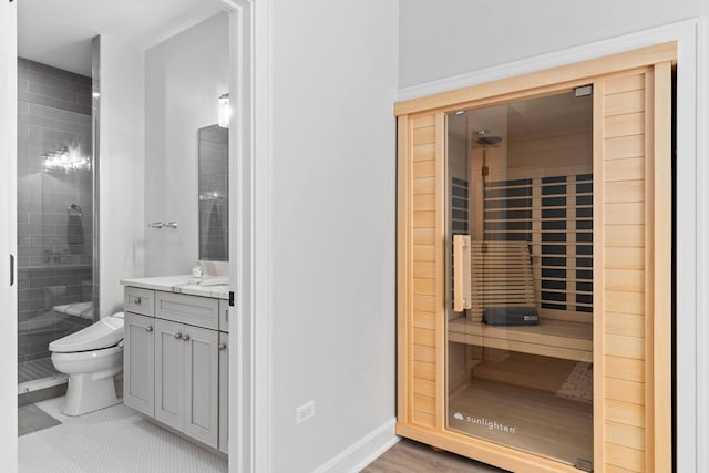 view of sauna / steam room with tile floors