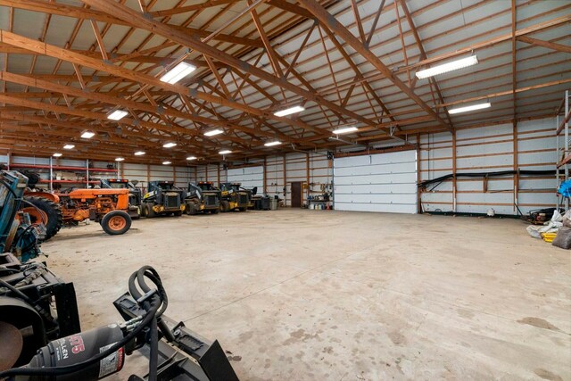 garage featuring a workshop area