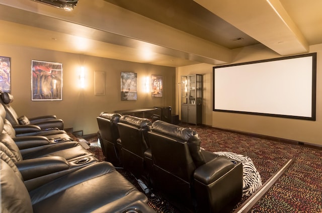 view of carpeted home theater