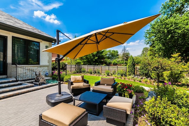 view of patio with an outdoor hangout area