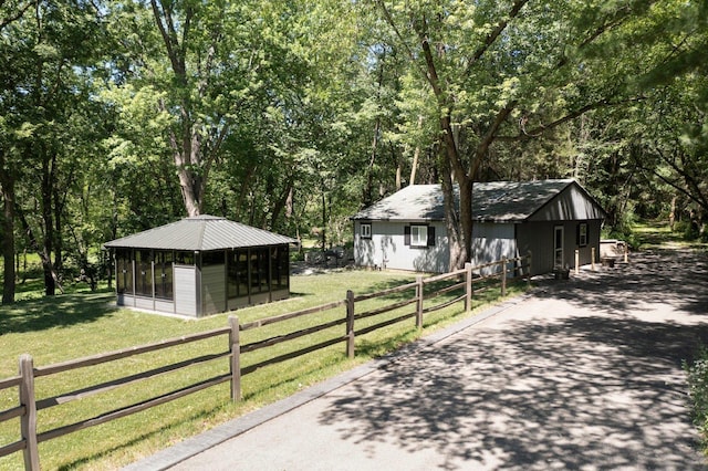 view of front of home with a front yard