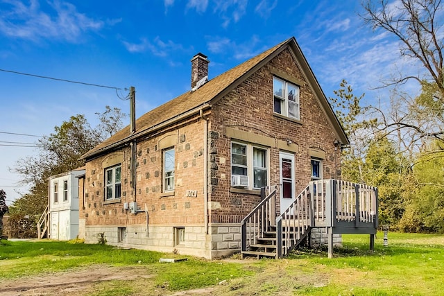 view of property exterior with a yard