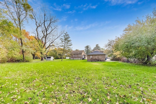 view of yard with an outdoor structure