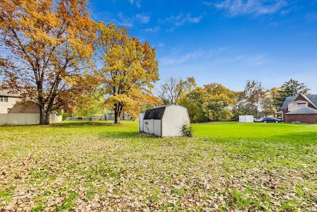 view of yard with a storage unit