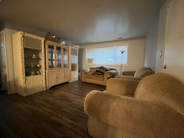 living room featuring dark hardwood / wood-style flooring