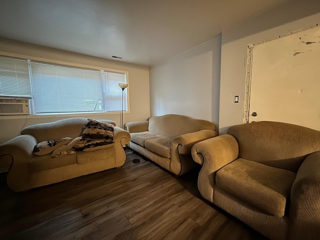 living room with dark wood-type flooring