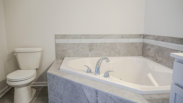 8357 Dylan Dr, Merrillville, IN 46410 - full bathroom featuring a garden tub, toilet, and tile patterned floors
