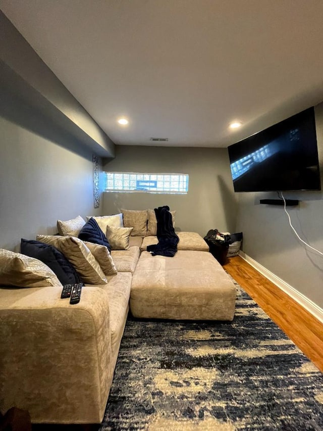 living room with hardwood / wood-style floors