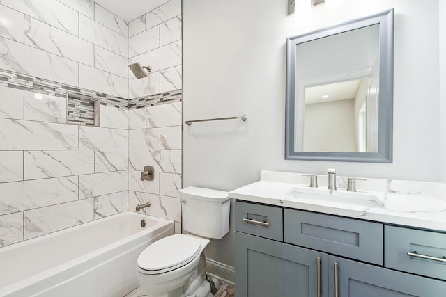 full bath with vanity, toilet, and washtub / shower combination
