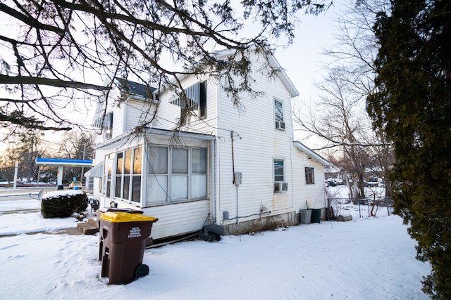 view of snow covered exterior