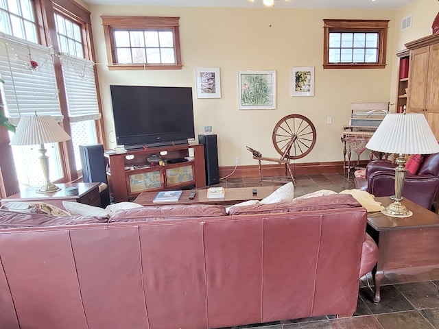 view of tiled living room