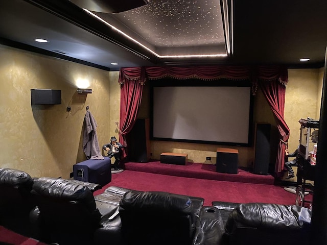 view of carpeted home theater room