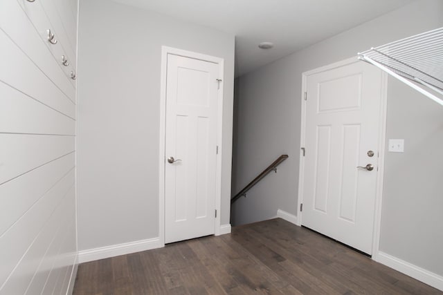 interior space featuring dark wood-type flooring