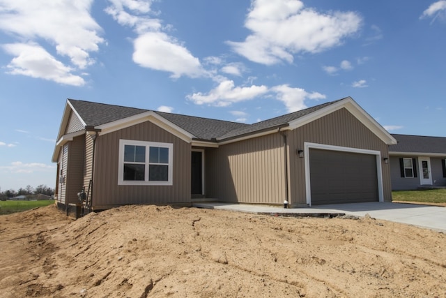 single story home with a garage