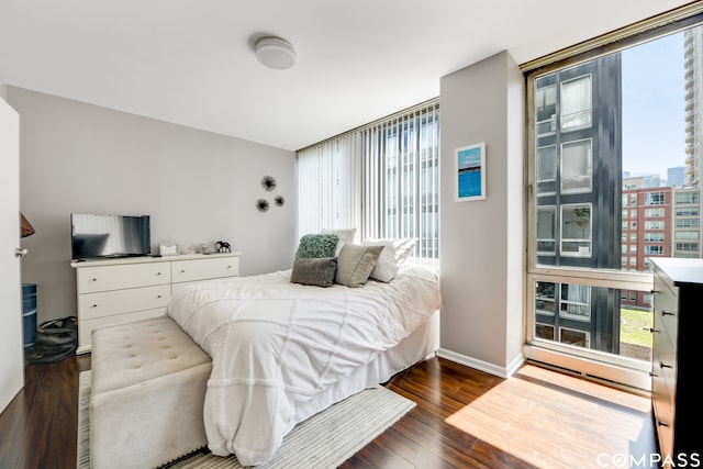 bedroom featuring dark hardwood / wood-style flooring