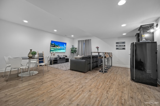 living room with light wood-type flooring