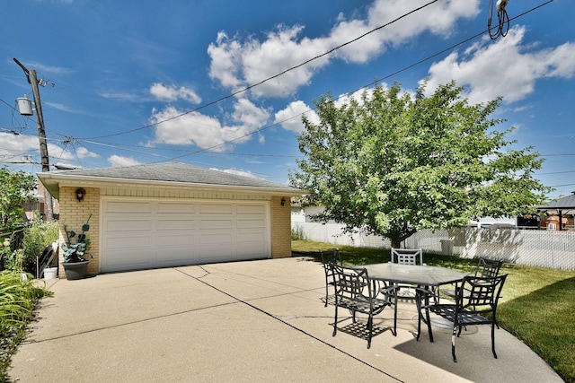 view of detached garage