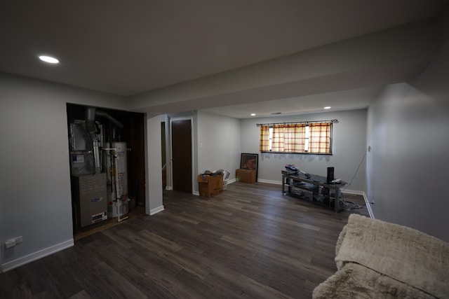 living room with dark wood-type flooring