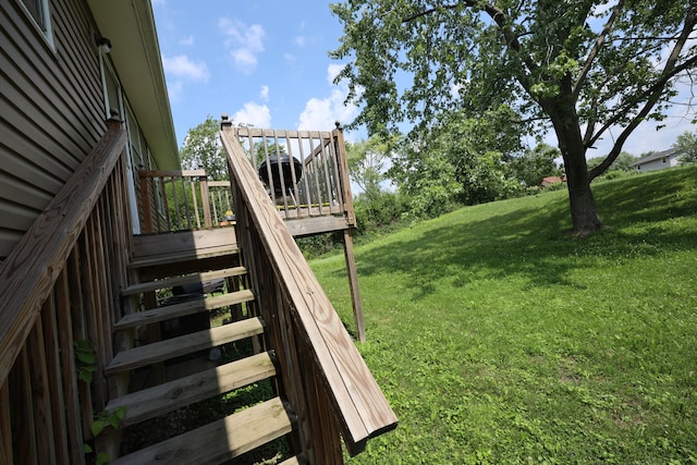 view of yard with a wooden deck