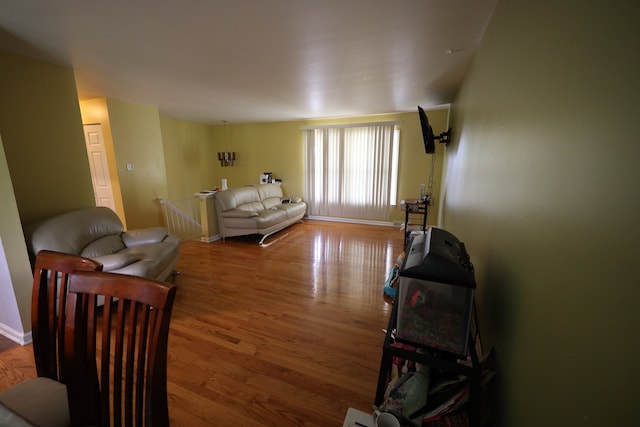 living room with hardwood / wood-style flooring