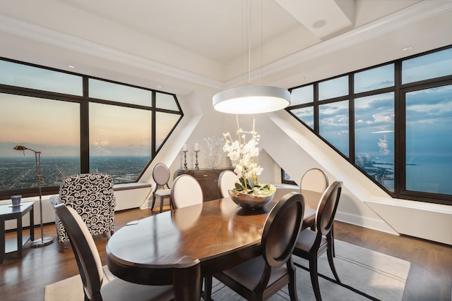 dining space featuring a notable chandelier and dark wood-type flooring