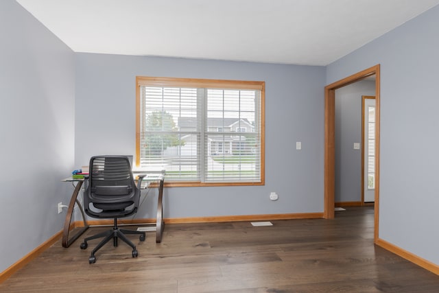 office featuring dark wood-type flooring