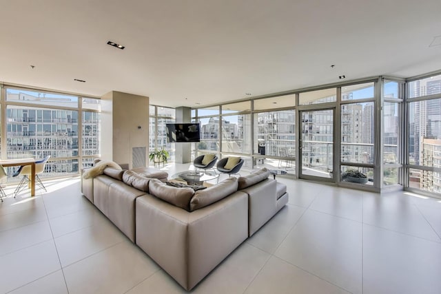 510 W Erie St Unit 1801, Chicago, IL 60654 - living room featuring a wall of windows, healthy amount of natural light, and tile patterned flooring