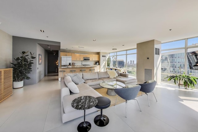 510 W Erie St Unit 1801, Chicago, IL 60654 - living room featuring healthy amount of natural light, a wall of windows, and a city view